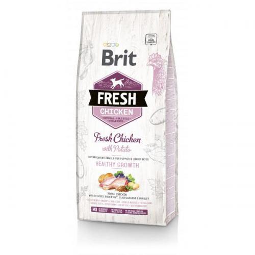 Корм сухой Brit Fresh для щенков и молодых собак всех пород с курицей и картофелем 12 кг