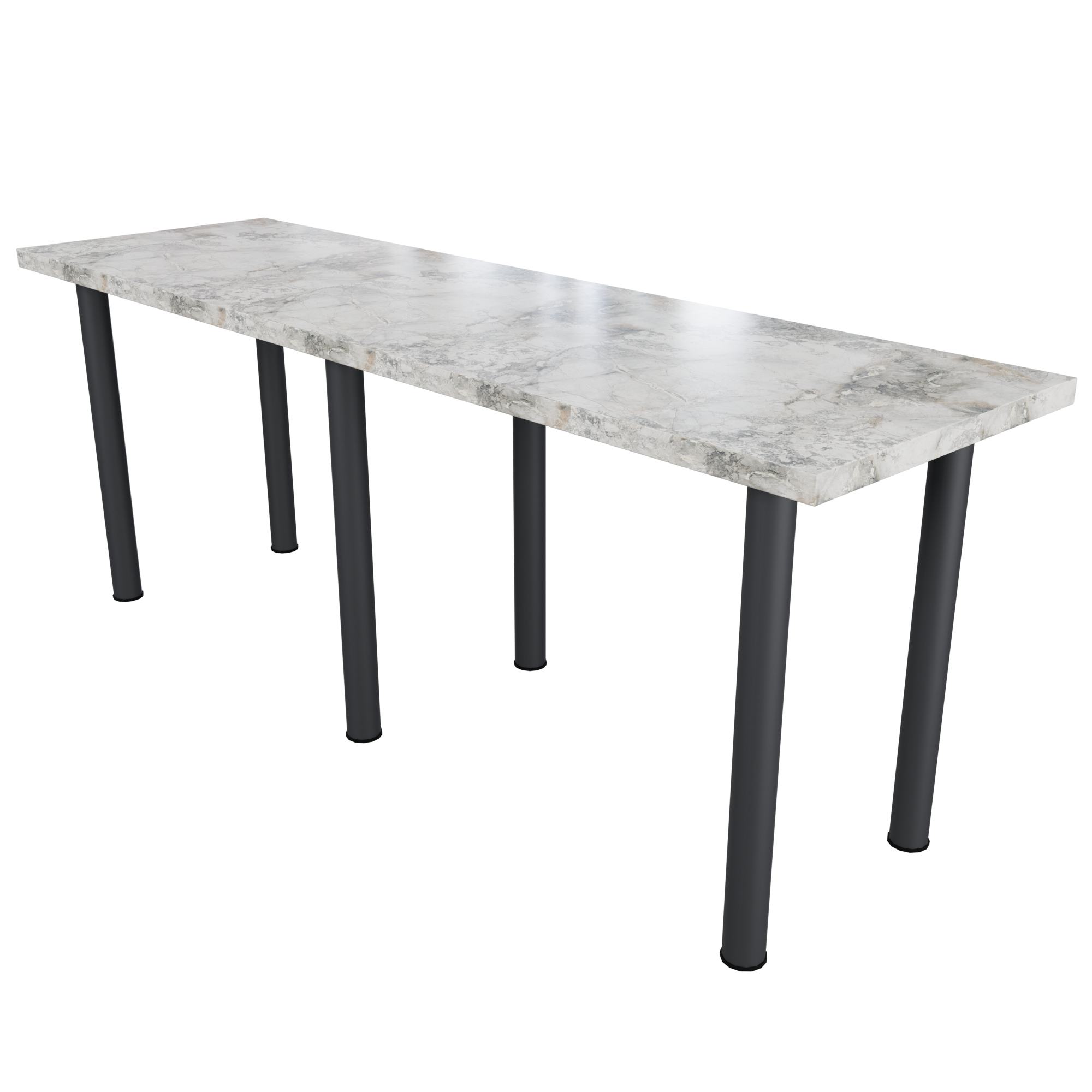 Стол обеденный БРИДЖ 2000х600 Белый айсберг мраморный/Черный