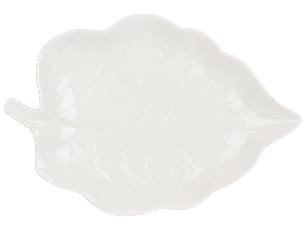 Блюдо фарфоровое сервировочное Лист 29,5х19,7х3 см Белый (BDI-988-471)