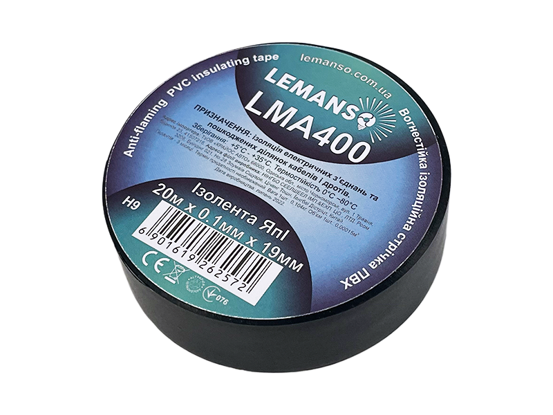 Лента изоляционная Lemanso LMA400 ЯпI 20 м 0,1x19 мм Черный (6932)