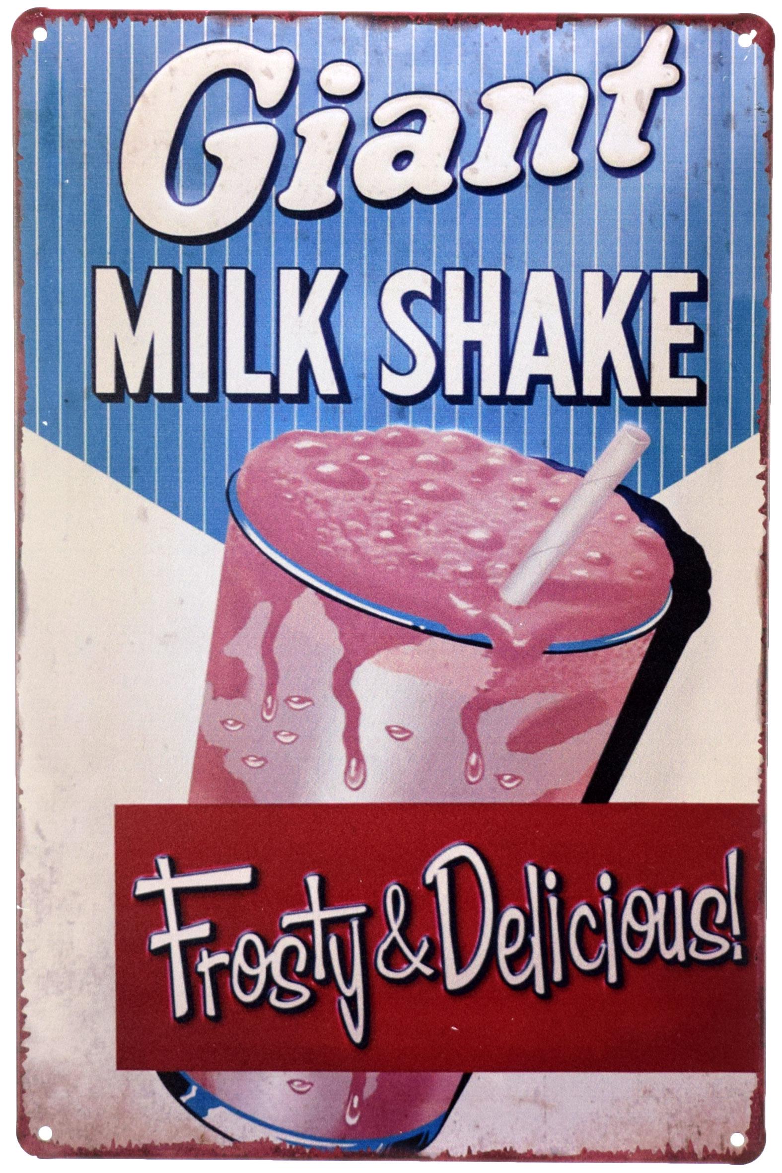Табличка металлическая Гигантский Молочный Коктейль 20x30 см