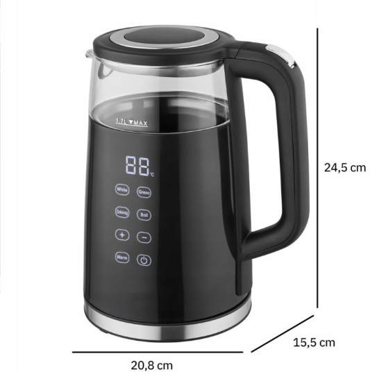 Електрочайник Kamille з регулятором температури та сенсорною панеллю 2200 Вт 1,7 л (30445478) - фото 2 Електрочайник Kamille з регулятором температури та сенсорною панеллю 2200 Вт 1,7 л (30445478) - фото 2