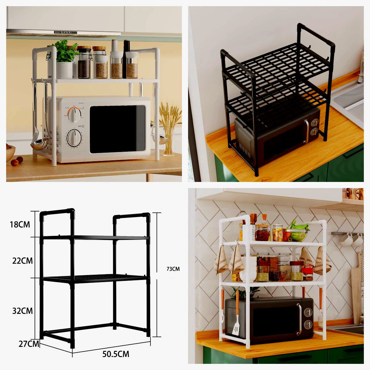Полиця кухонна для мікрохвильовки Kitchen Racks 54x75x31 см Білий (28926846) - фото 10 Полиця кухонна для мікрохвильовки Kitchen Racks 54x75x31 см Білий (28926846) - фото 10