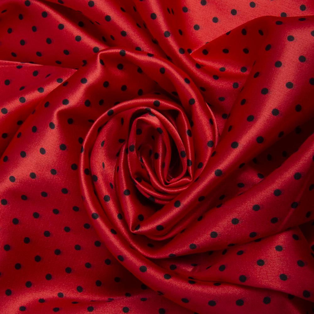 Тканина плательная атлас Горохи дрібні Кавун (22945)