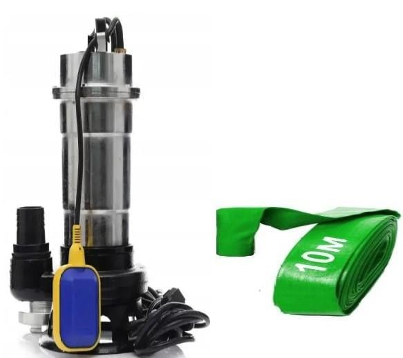 Насос фекальный Delta WQS 2-2,5 хромированный чугун/нержавеющая сталь для грязной воды/фекалий/сливных ям с поплавком шланг 10 м (30467234)