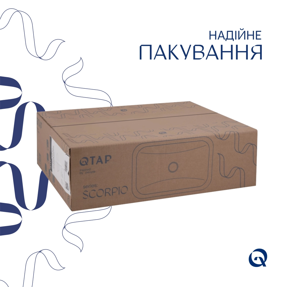 ᐉ Раковина врізна Qtap Scorpio прямокутна без донного клапана