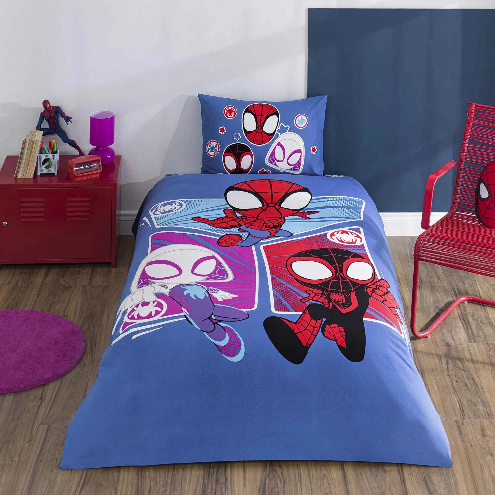 Комплект постельного белья подростковый Tac Disney Spidey Adventure Friends полуторный ранфорс на резинке (2000022284296)