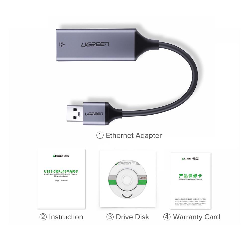 Внешняя сетевая карта USB 3.0 Gigabit Ethernet LAN RJ45 Ugreen 50922 10/100/1000 Mbps - фото 8