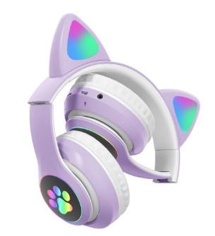 Наушники STN-28 с кошачьими ушками с Bluetooth гарнитурой и LED подсветкой Фиолетовый - фото 7 Наушники STN-28 с кошачьими ушками с Bluetooth гарнитурой и LED подсветкой Фиолетовый - фото 7
