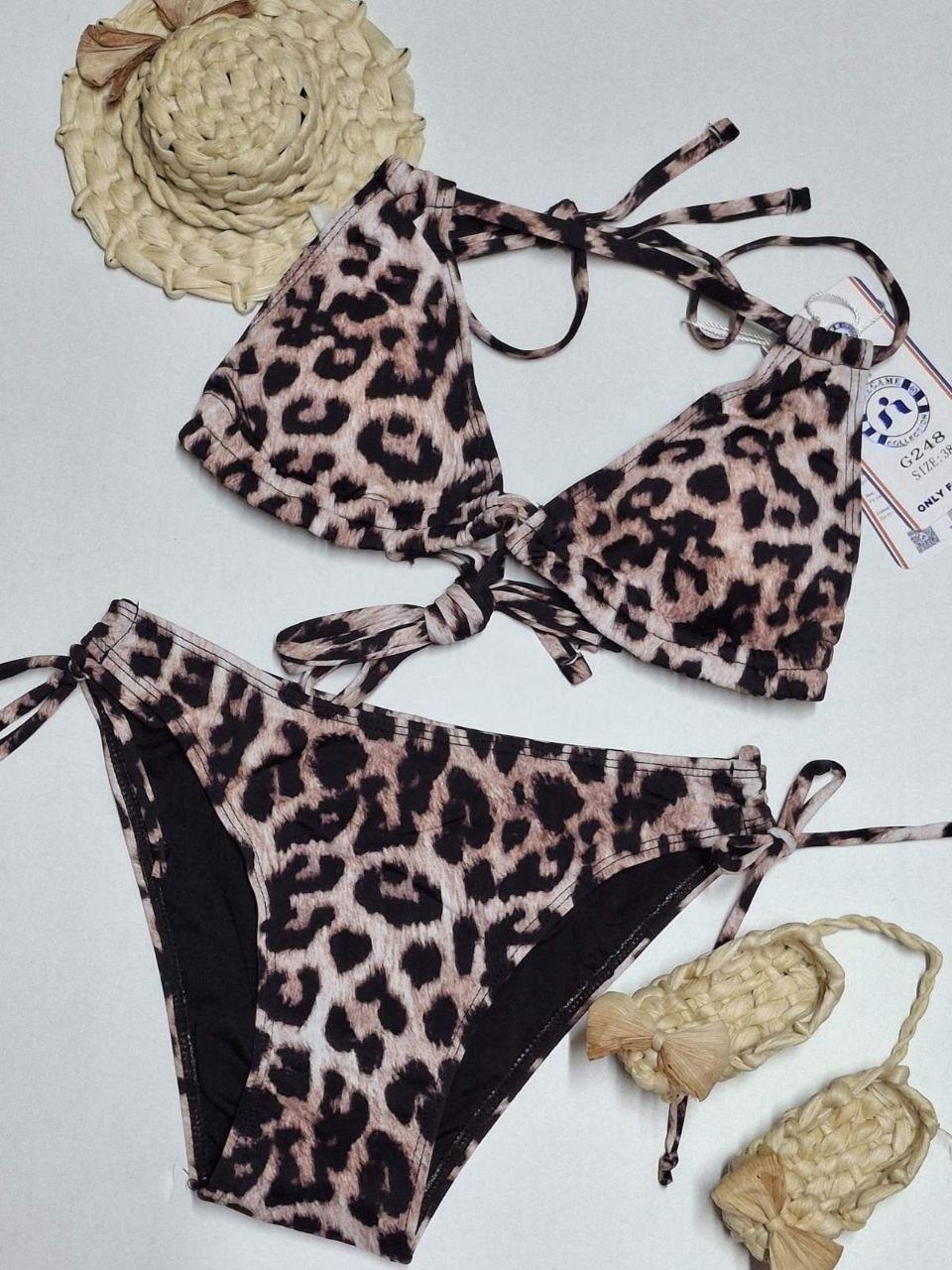 Купальник женский раздельный Samegame G248k с треугольной чашкой на завязках р. 42 Леопардовый