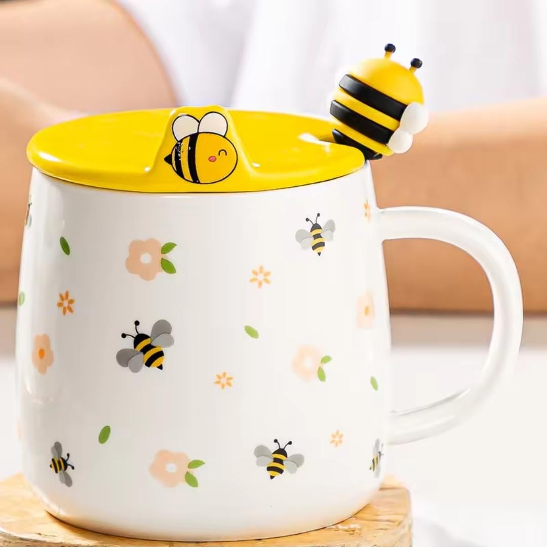 Чашка Lirmatur Пчела керамика с крышкой и ложкой 400 мл (15414147) Чашка Lirmatur Пчела керамика с крышкой и ложкой 400 мл (15414147)