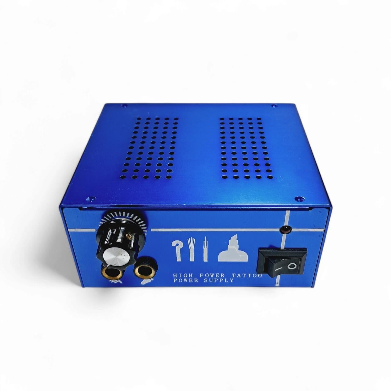 Блок питания для тату машинки металлический без табло Синий (PS1032)