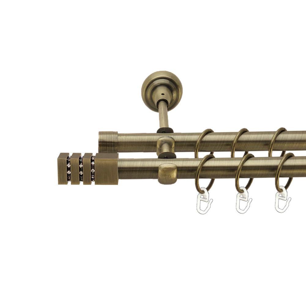 Карниз Orvit Ацтека металевий дворядний відкритий гладка труба кільце металеве 19/19 мм 240 см Антик (00-00017531)