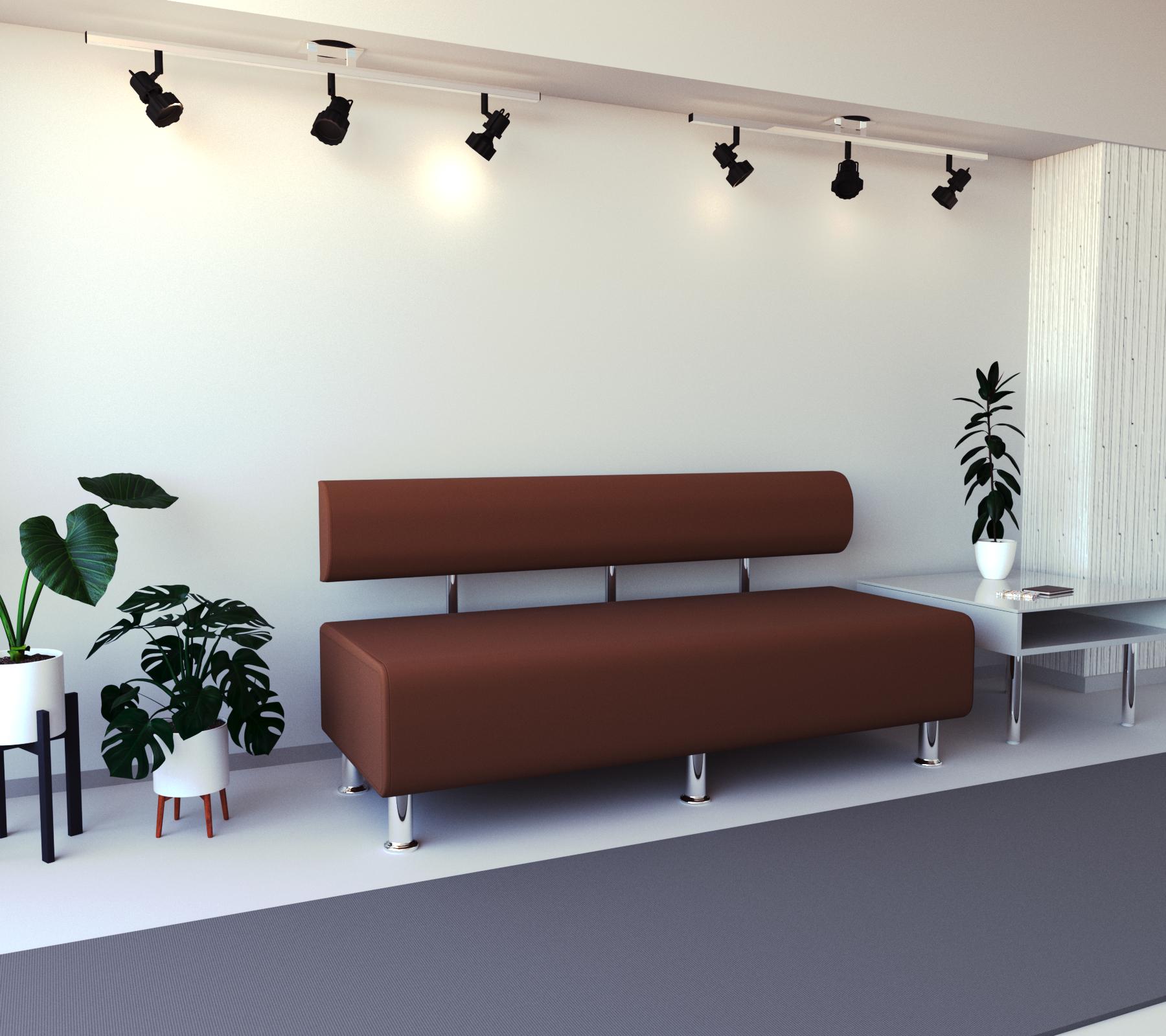 Диван офисный прямой Tobi Sho Ловис-42 без подлокотников 2000x540x750 мм кожзам Ореховый (2213) - фото 4