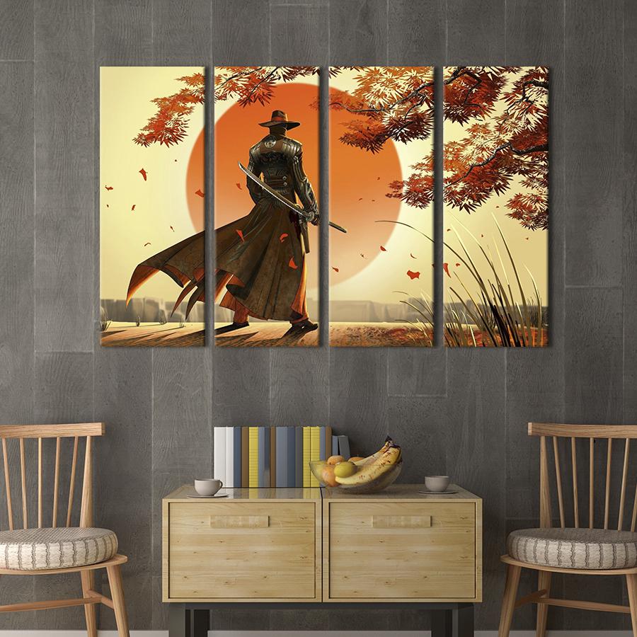 Картина модульная из 4 частей Самурай с катаной L 149x93 см (684-41) Картина модульная из 4 частей Самурай с катаной L 149x93 см (684-41)