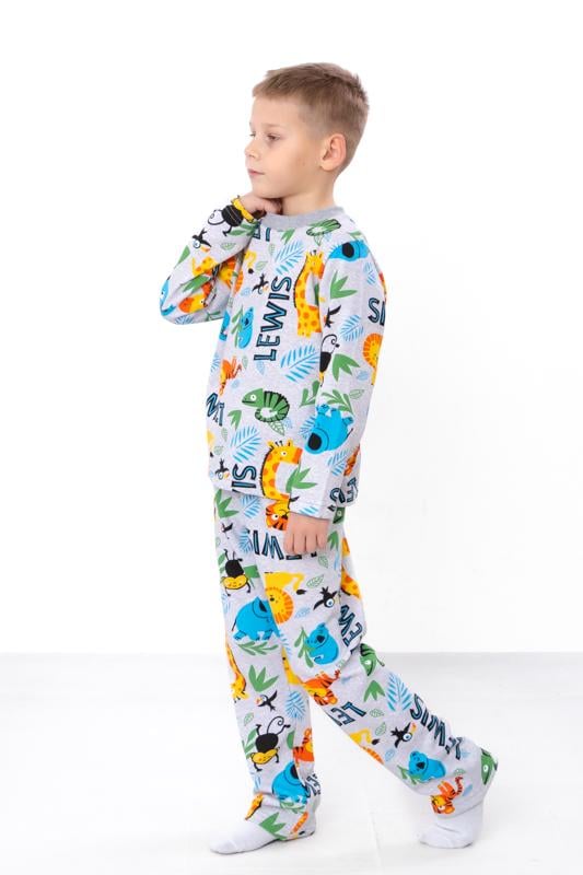 Піжама тепла для хлопчика кофта та штани на манжетах з принтом Носи Своє 104 см Світло-сірий​ (6076-024-4)