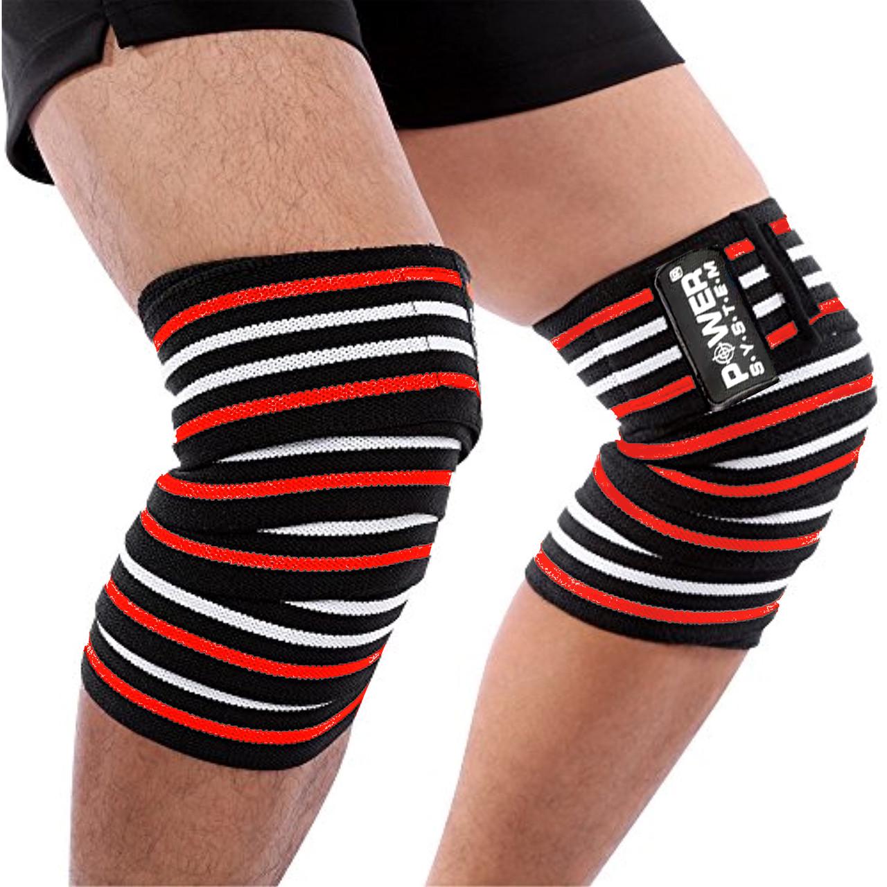 Бинти на коліна Power System Knee Wraps PS-3700 Red/Black - фото 2