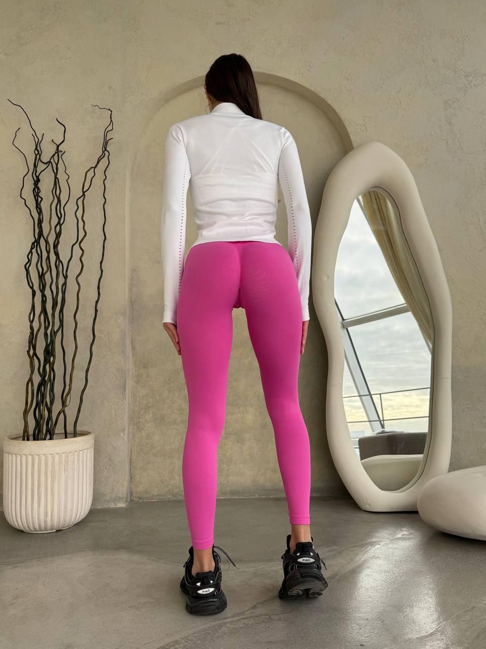 Леггинсы с V-поясом и эффектом пуш-ап S Розовый (SQ03S) - фото 3