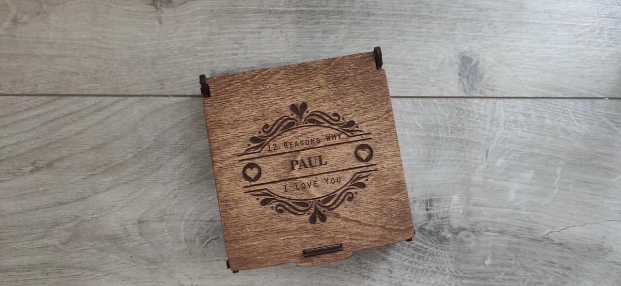 Пазл деревянный 12 причин почему Я люблю тебя в деревянной коробочке (KG-4843)