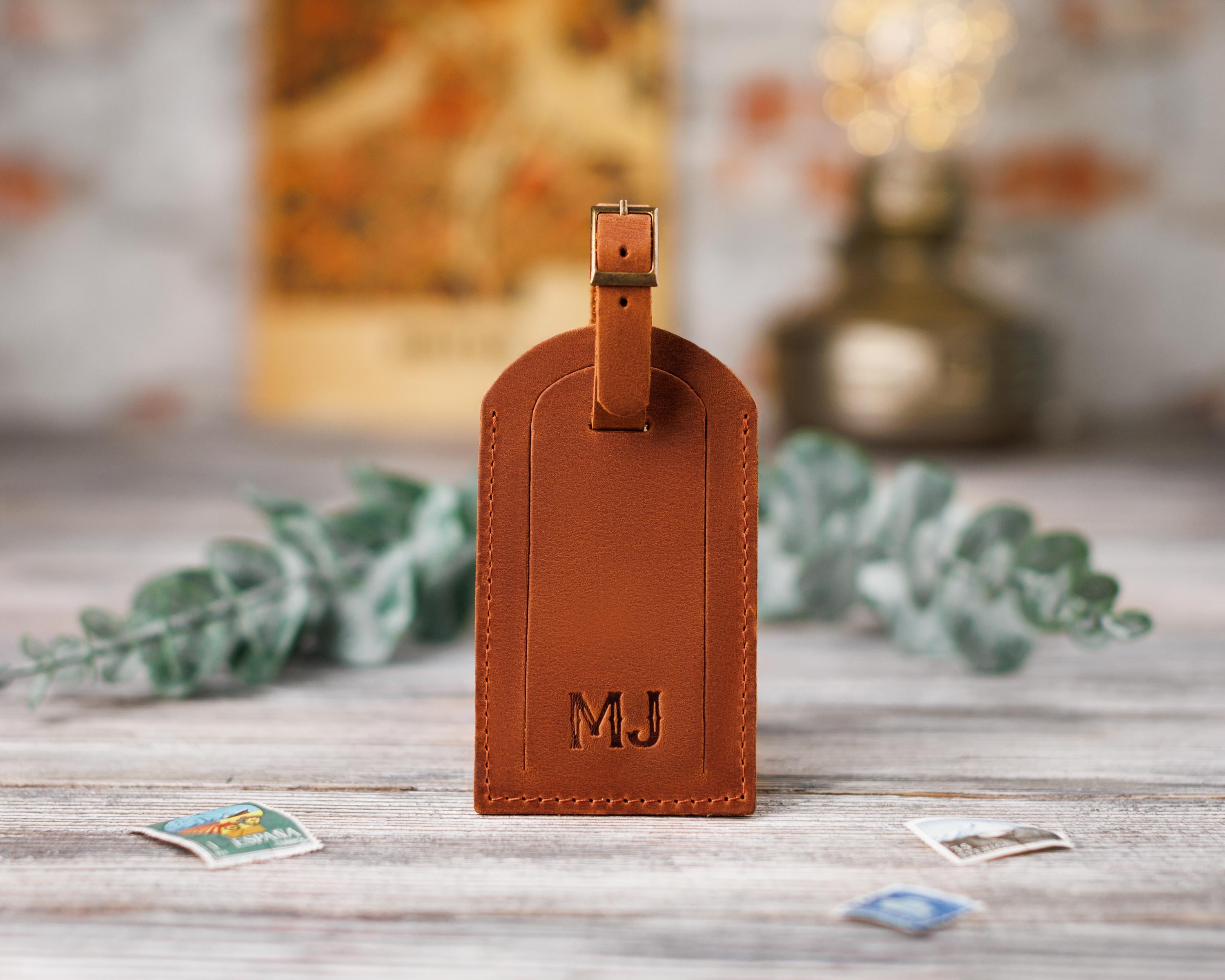 Бірка шкіряна для сумки/багажу з персоналізацією Коричневий (116704)