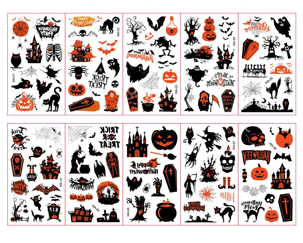 Набор Хэллоуин татуировки 10 листов.