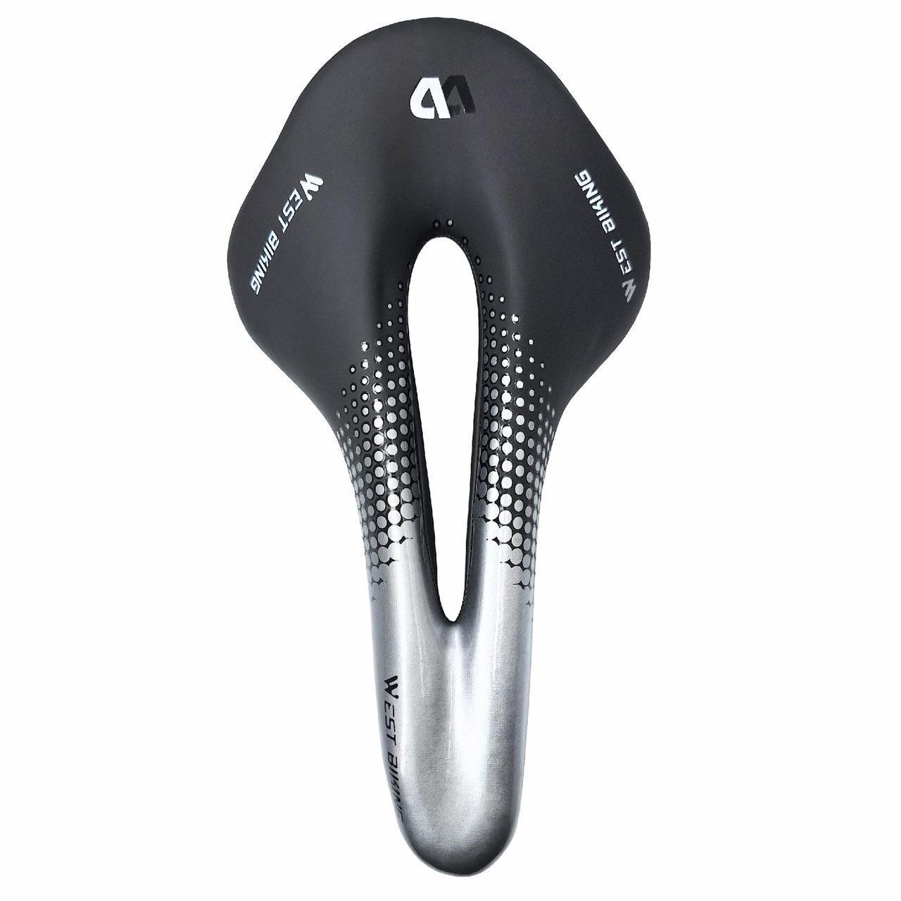 Сідло велосипедне West biking Sport YP0801117 з вентиляційним отвором 25х15 см Чорний зі сріблястим (G0001573) - фото 3 Сідло велосипедне West biking Sport YP0801117 з вентиляційним отвором 25х15 см Чорний зі сріблястим (G0001573) - фото 3