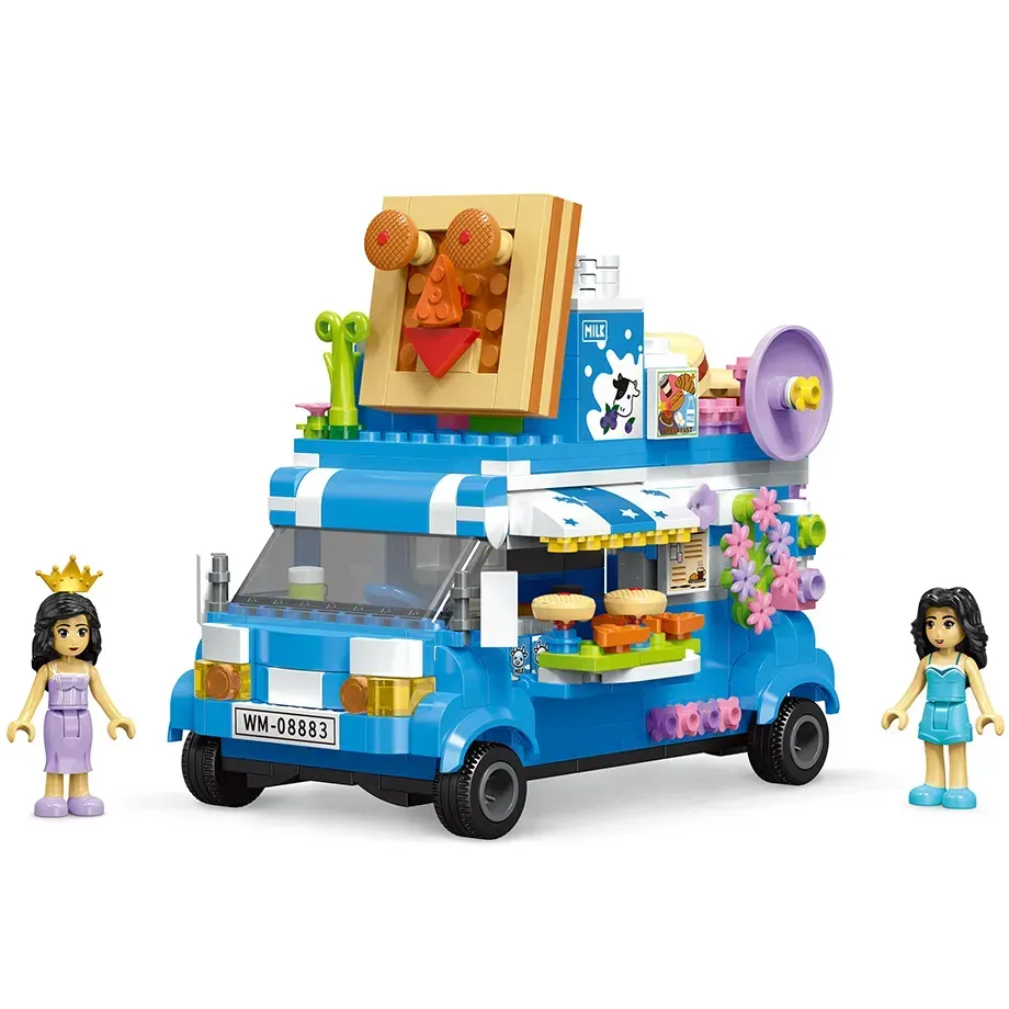 Конструктор Фаст-Фуд на колесах Пиццерия из пластика на 493 детали Голубой (150-98-R59-10/C0306)