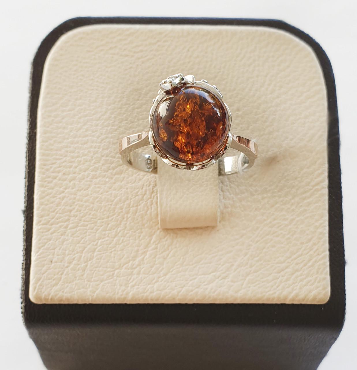 Кольцо серебряное с янтарем р. 18,5 3,47 г (1531869690)