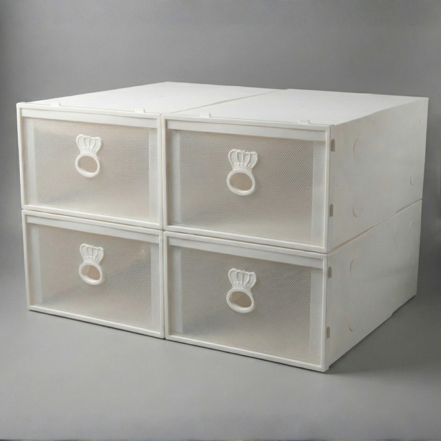 Органайзер пластиковый для хранения универсальный для обуви и вещей 32,5х23х14 см 4 шт. Белый (60143/4) Органайзер пластиковый для хранения универсальный для обуви и вещей 32,5х23х14 см 4 шт. Белый (60143/4)