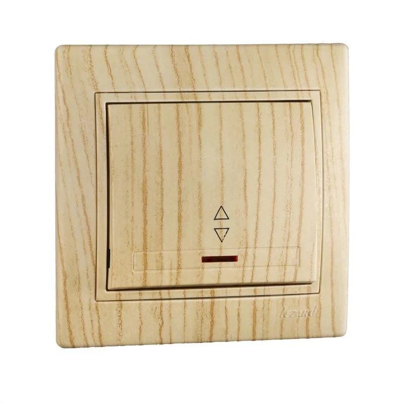 Выключатель одноклавишный Lezard Mira проходной ж/п Дуб отбеленный (701-5252-114)