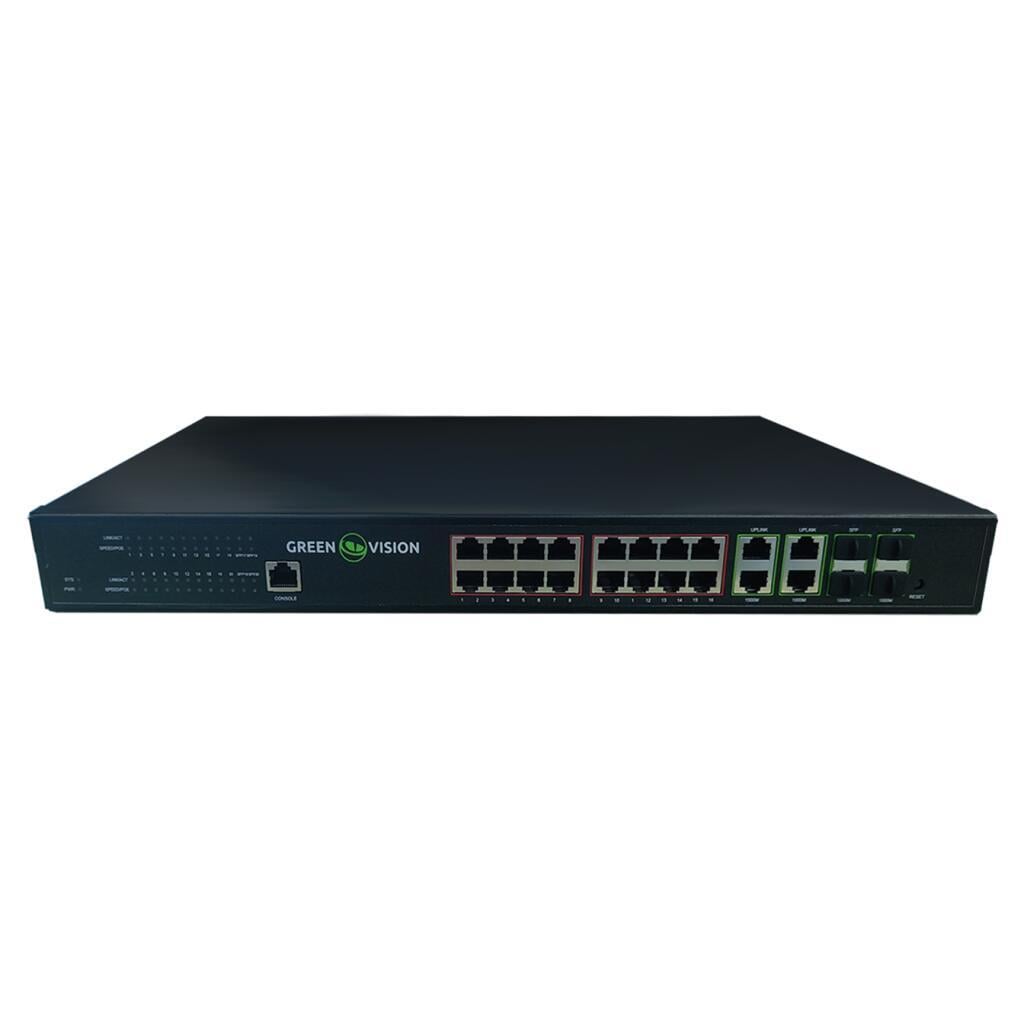 Коммутатор сетевой GreenVision POE GV-020-AI-16G+4G+4SFP