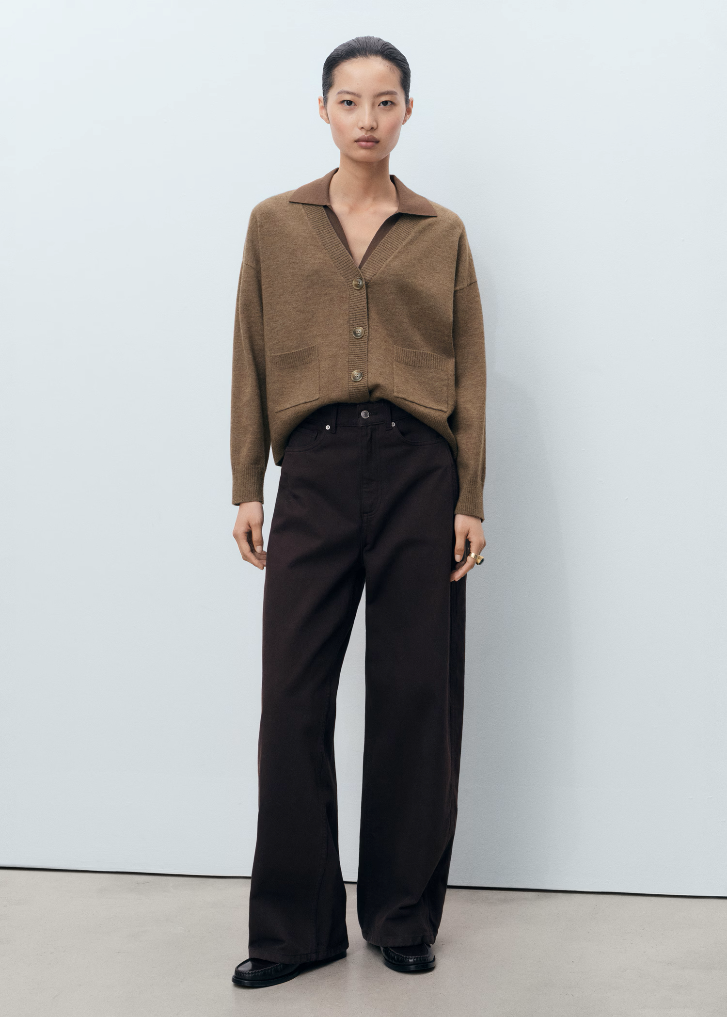 Кардиган з V-подібним вирізом MANGO XS Коричневий (IO345)