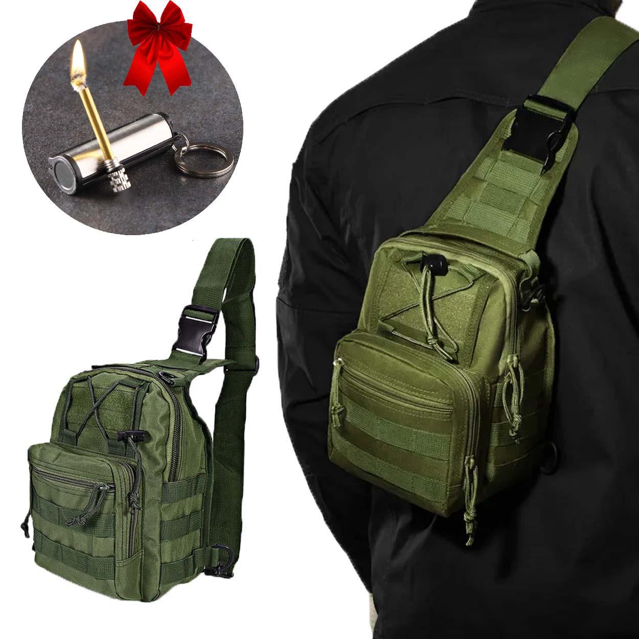 Сумка армійська через плече 26х19х10 см та вічний сірник Оливковий - фото 3