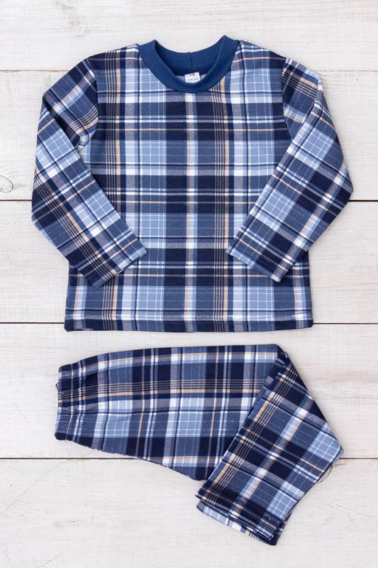 Піжама тепла для хлопчика кофта та штани на манжетах з принтом Носи Своє 104 см Синій (6076-024-4)