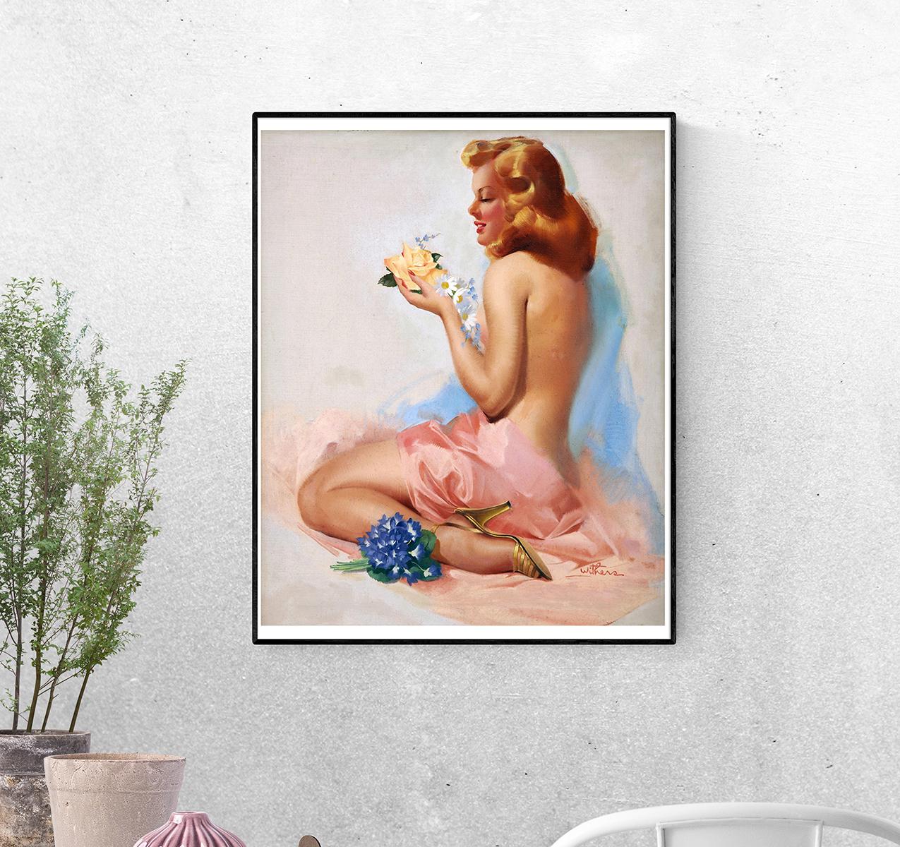 Постер Девушка в цветах. Тед Уизерс формат А-2 (pin_up010100_Poster)