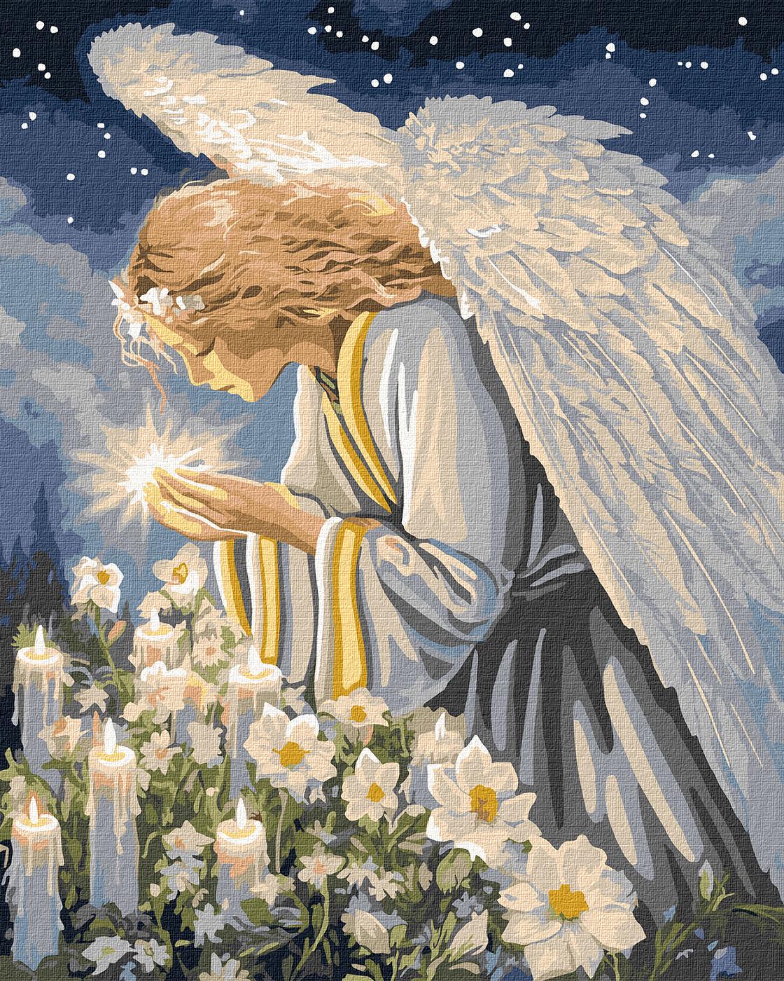 Набір для розпису по номерах Ideyka Молитва янгола з фарбами металiк КНО8528 40x50 см (MTT-196098)