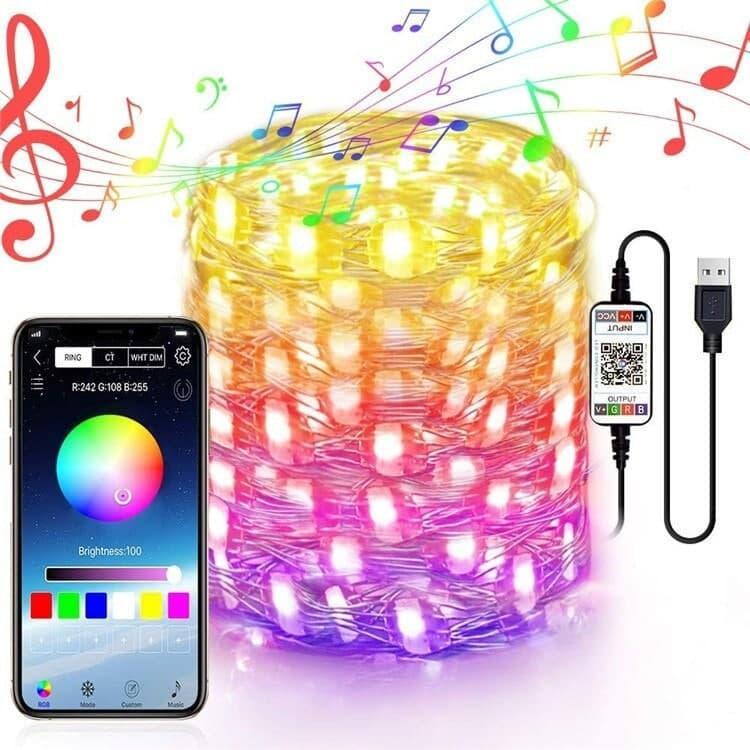 Світлодіодна гірлянда RGB 100 LED управління з телефону 10 м - фото 6