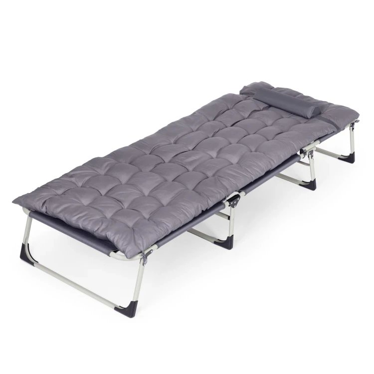 Шезлонг садовый раскладной с матрасом и подушкой MultiGarden Relax до 120 кг Grey (5905817005208)