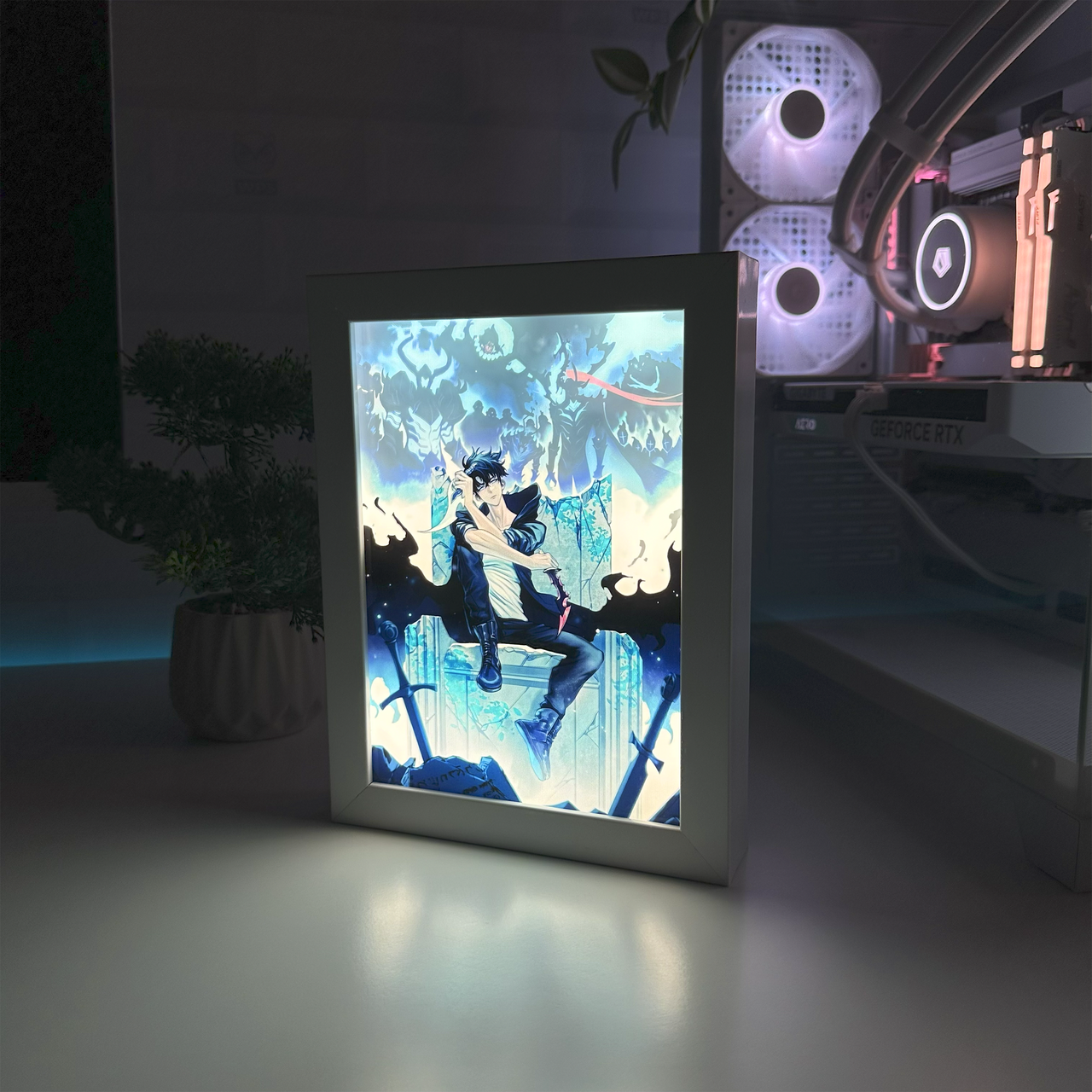 Светильник светодиодный акриловый с 3D-эффектом Соло Левелинг Solo Leveling Белый