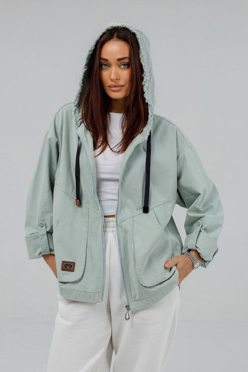 Куртка-толстовка джинсова жіноча 6XL Оливковий (0711d/6XL)