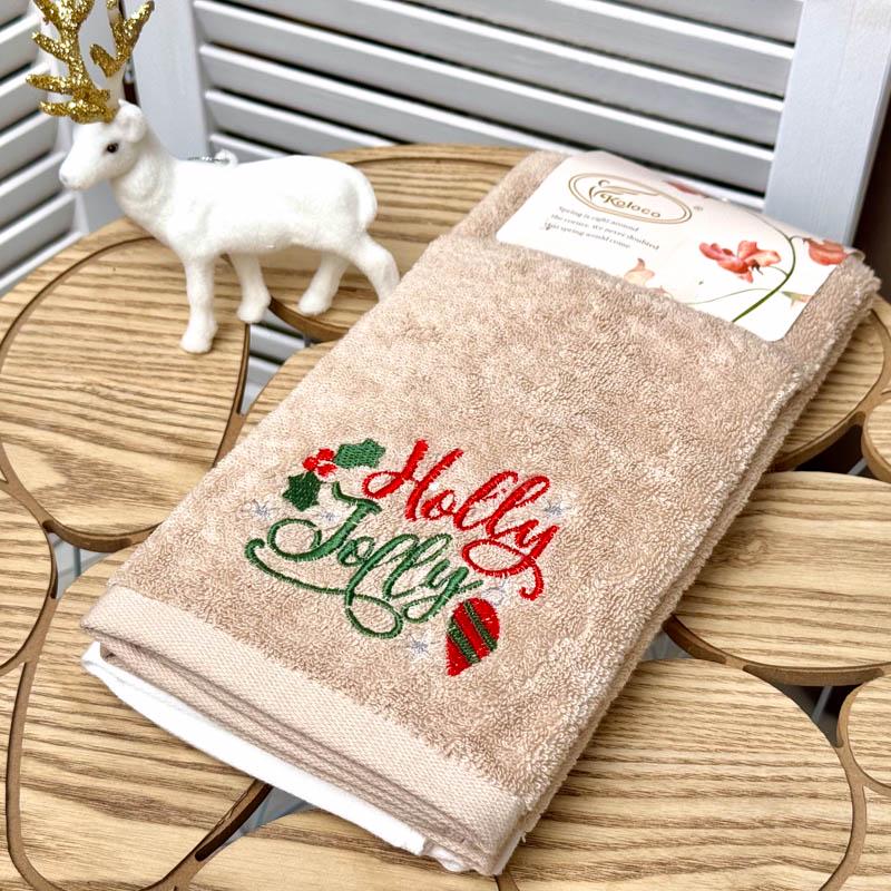 Рушник кухонний новорічні 40x60 см Бежевий (88435)