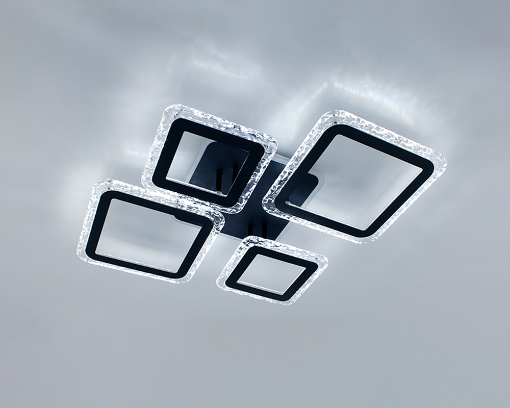 Люстра управляемая светодиодная OVAL ICE RGB 5S APP 75W Black/Clear