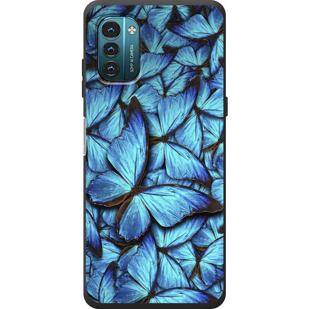 Чехол BoxFace Nokia G21 лазурные бабочки Черный силикон (44288-up1550-44291)