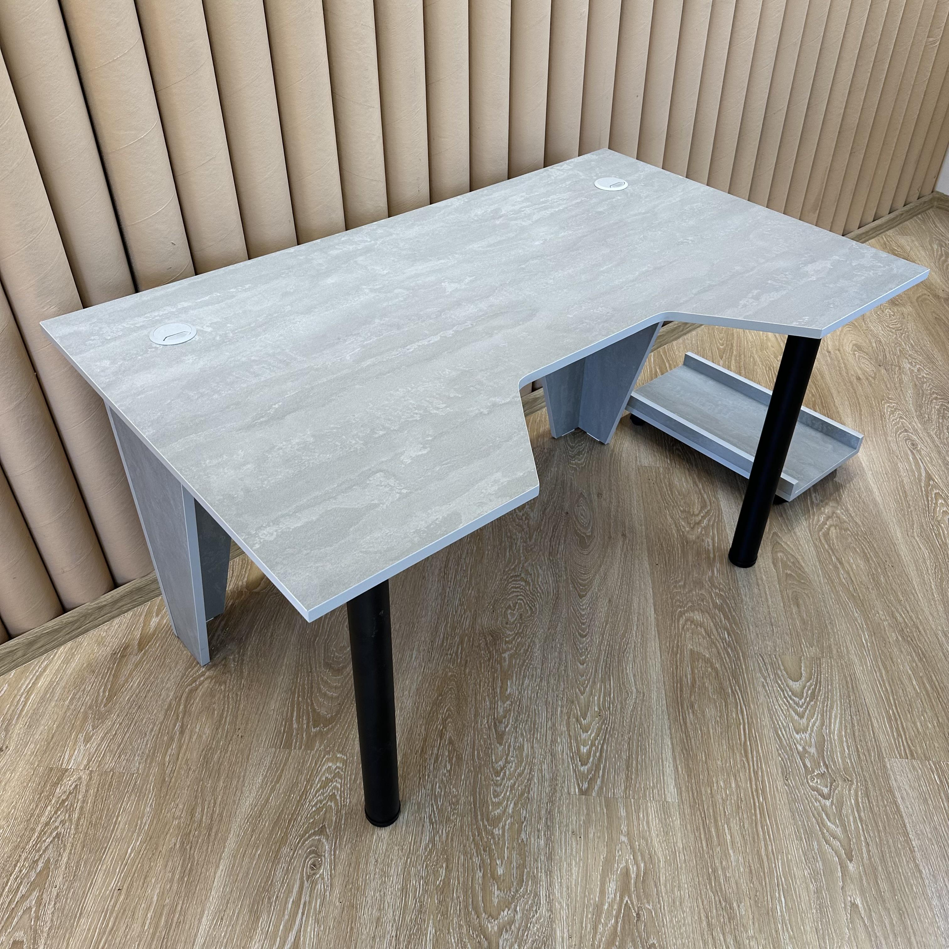 Стол компьютерный геймерский Drom Square Stone с подставкой для ПК Светло-серый - фото 3