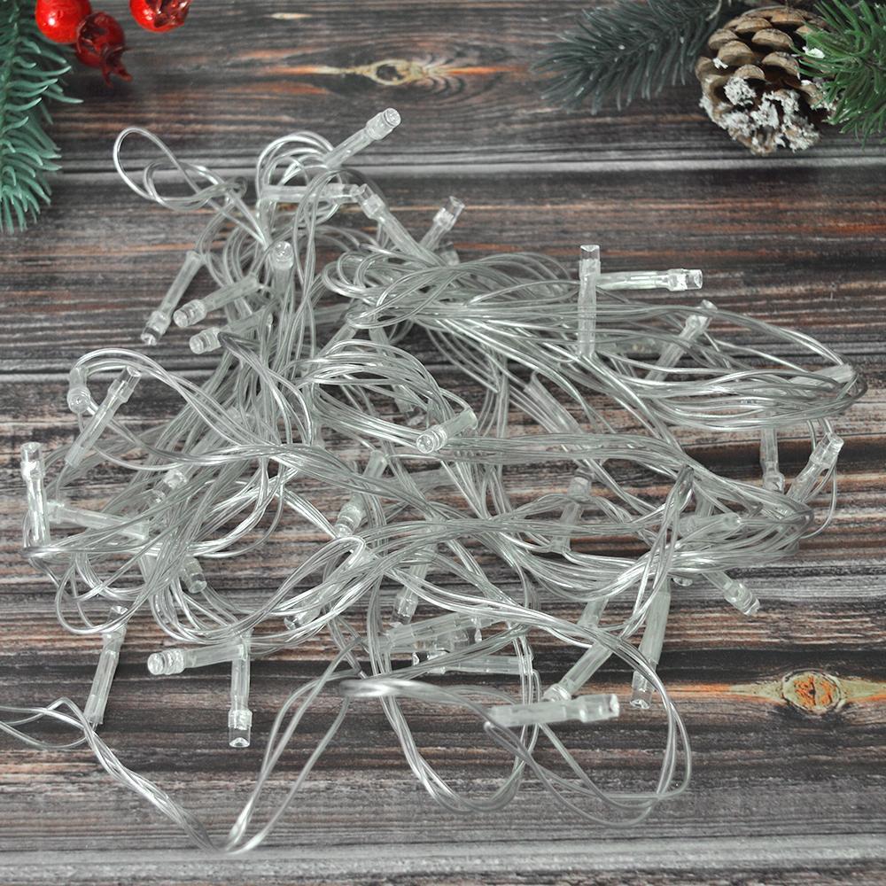 Гирлянда 50 LED прозрачная проволока от сети 220В Разноцветный (3007) - фото 3