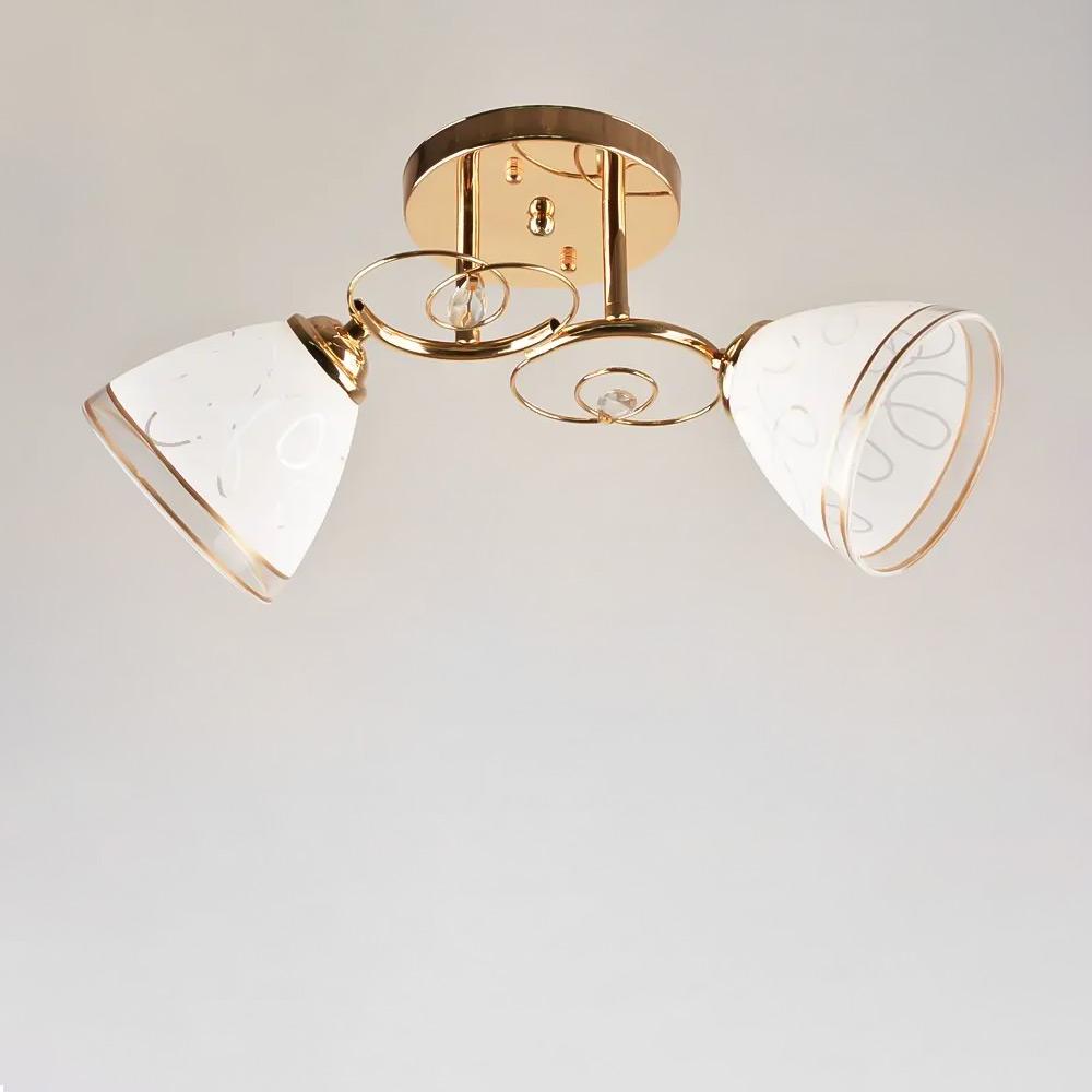 Люстра стельова Light House SH-19397/2 FG E27 500х500х230 мм Золотий/Білий Люстра стельова Light House SH-19397/2 FG E27 500х500х230 мм Золотий/Білий