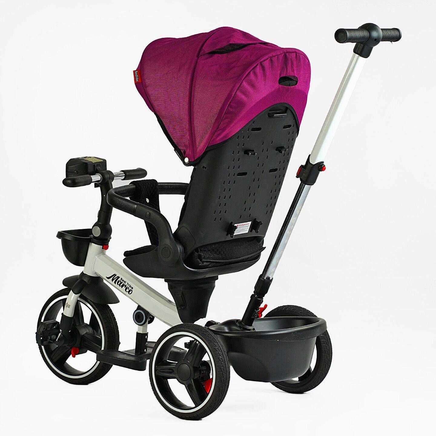 Велосипед дитячий триколісний Best Trike Marco 9155 PU складане кермо музична фара з батьківською ручкою Фіолетовий (365-18) - фото 3 Велосипед дитячий триколісний Best Trike Marco 9155 PU складане кермо музична фара з батьківською ручкою Фіолетовий (365-18) - фото 3