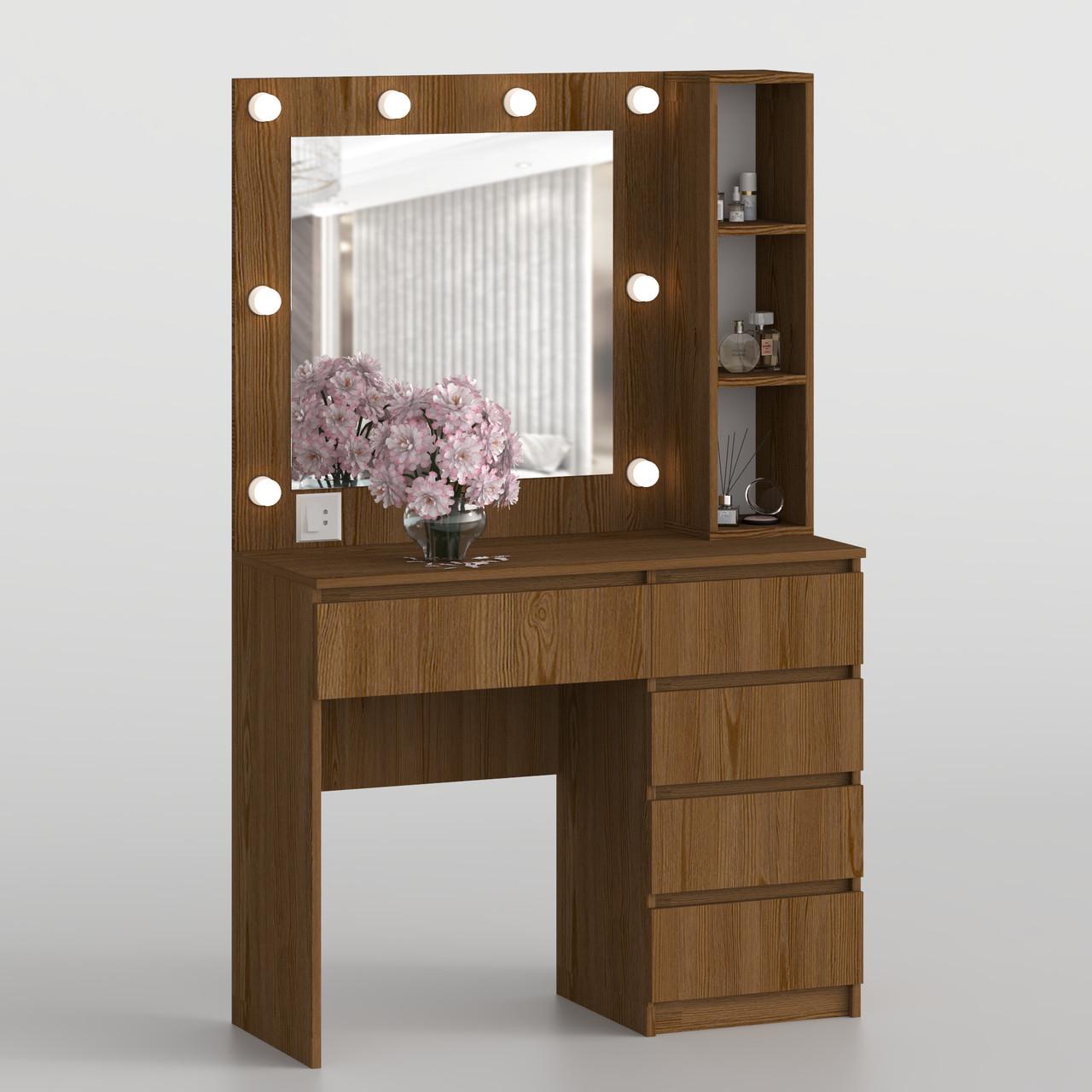 Туалетный столик New and Classic с квадратным зеркалом 1600х1000х400 мм Дуб родос