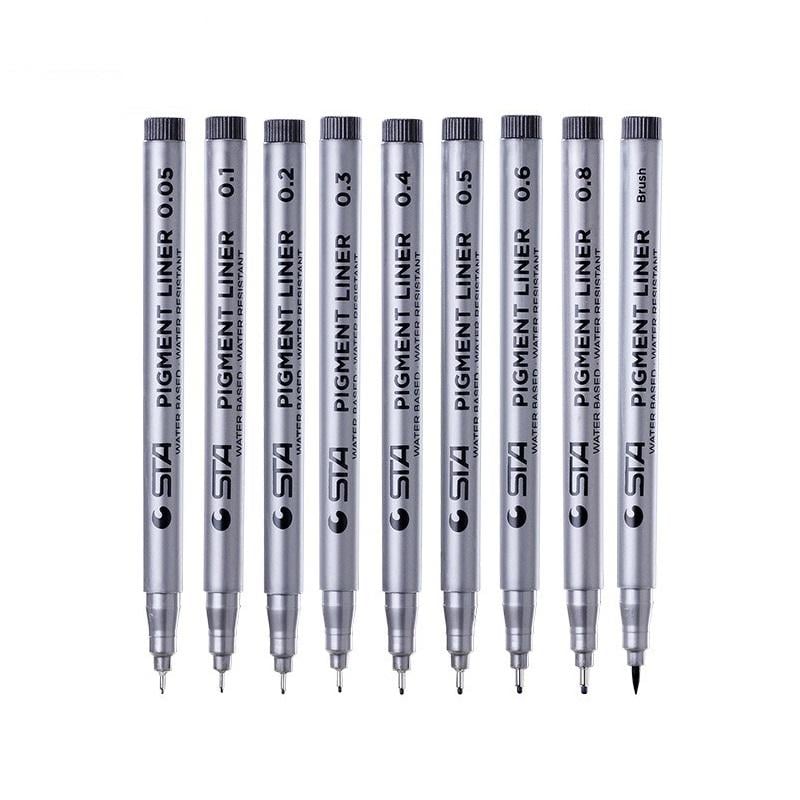 Набір лінерів для малювання 9 шт. Чорний (29303)