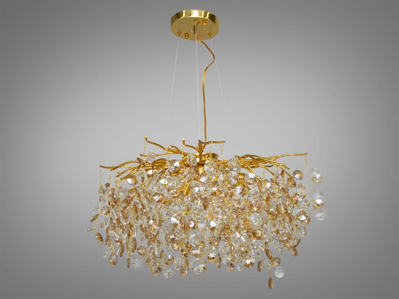 Люстра хрустальная для зала 601-600GD-LS на 8 ламп Золотой (2196692650)